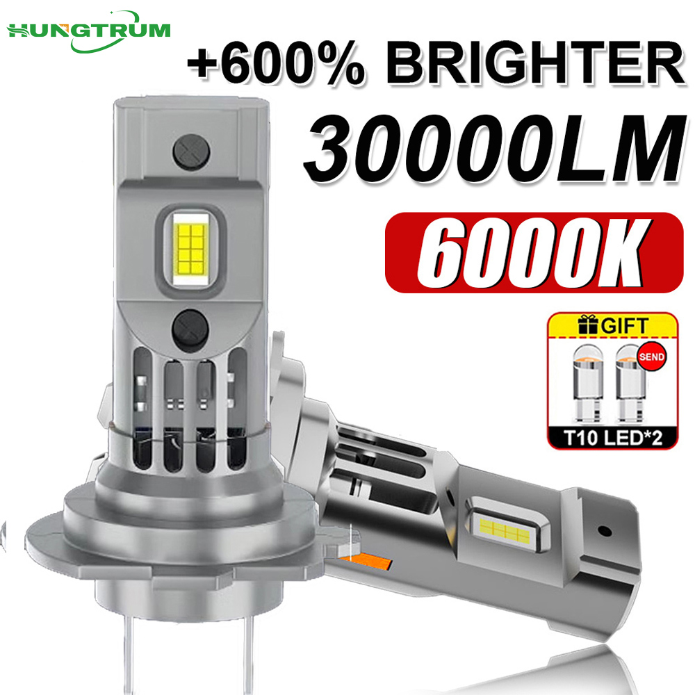 2個 300W ターボ H7 LED CANBUS ライト ミニ ヘッドランプ 1:1 サイズ ワイヤレス H7 車 LED ヘッドライト電球 エラーフリー ファン付き 6000K ホワイト