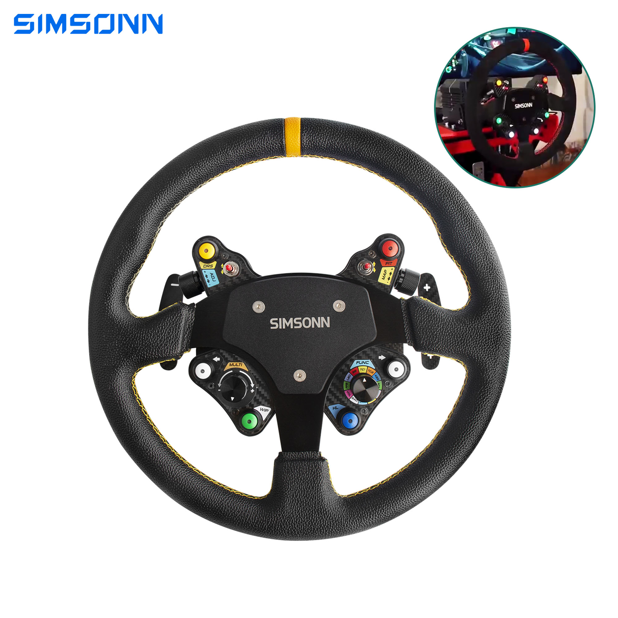 Simracing ステアリングホイールコントロール PC レーシングホイール Led ボタンジョイスティックゲームパドルシフター Logitech G29 Thrustmaster th8a 用
