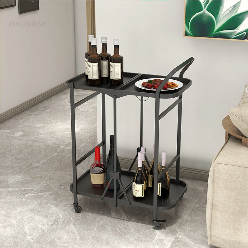 レストラントロリー家庭用折りたたみ収納カートコーヒーショップホテルキッチンアイランドダイニングルーム移動キャビネット車輪付き