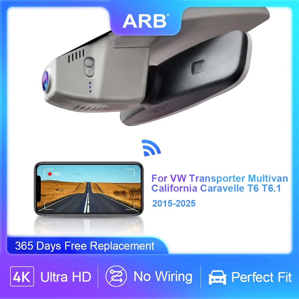 ARB 4K ダッシュカム VW Transporter Multivan California Caravelle T6 T6.1 用、ナイトビジョン付きカービデオレコーダー、ループ録画