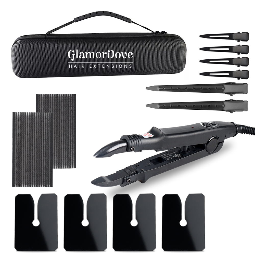 GlamorDove ヘアエクステンション ツール キット – K チップ用プロフェッショナル アクセサリー セット