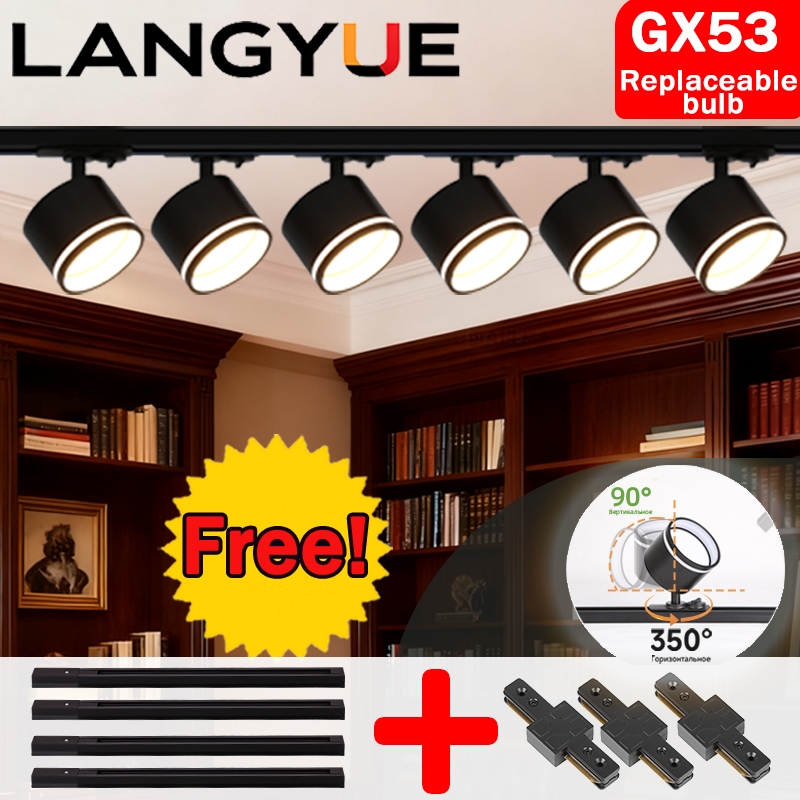 GX53 LED トラックライト 3 色レールスポットライト AC110-220V 天井ランプリビングルーム寝室の家の装飾照明