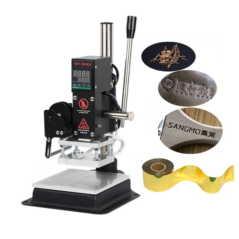 ホット箔押し機、500W、ヒートプレス、ブロンズペーパーホルダー、皮革用手動エンボスマシン、PVCエンボス