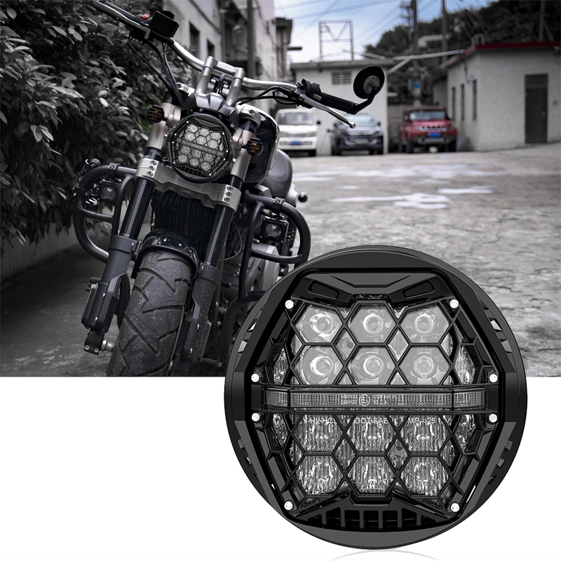ユニバーサル 5.75 インチ Led 12V ヘッドライト 5 3/4 "LED DRL オートバイヘッドランプハーレースポーツスターダイナアイアン 883 トライアンフランプ