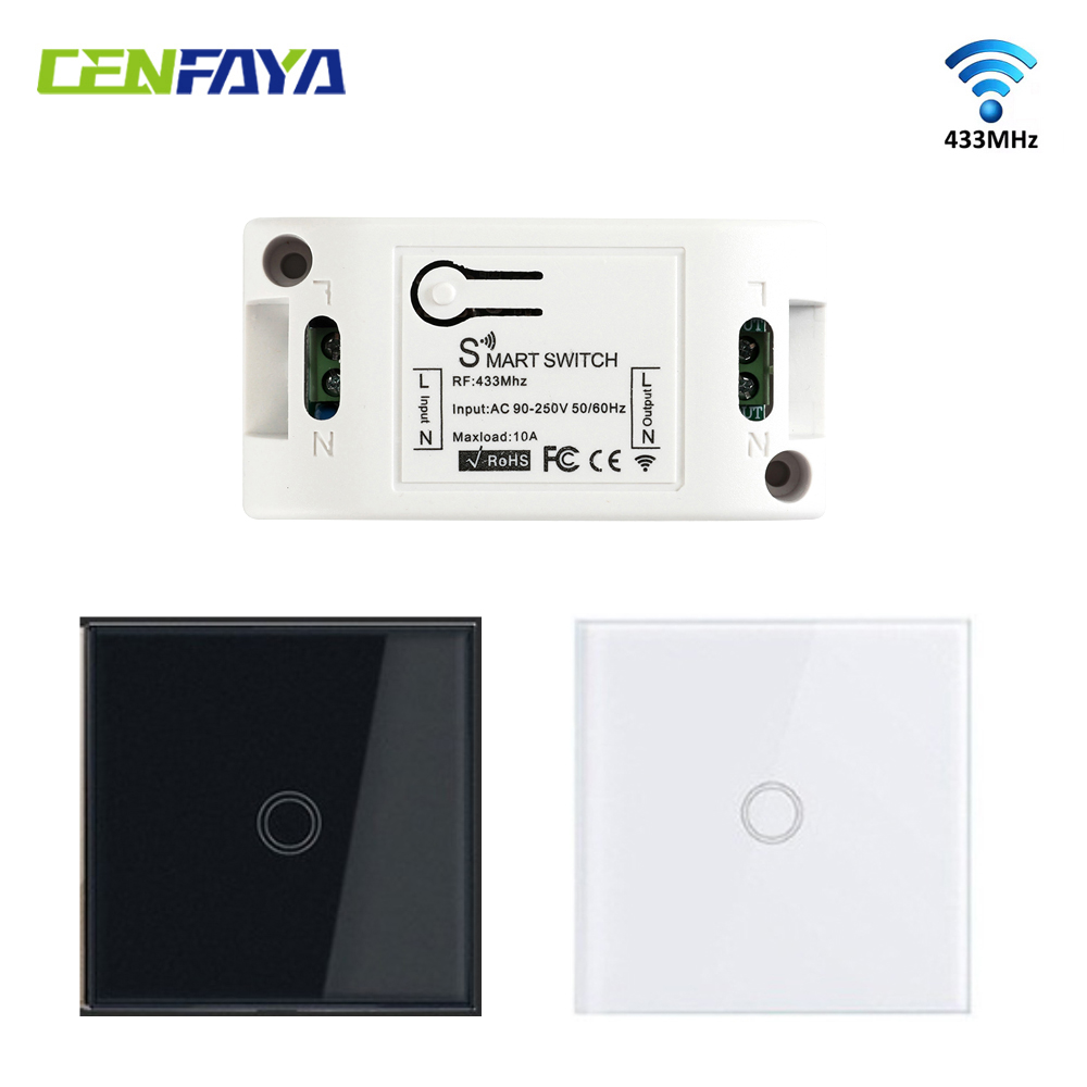 CENFAYA ワイヤレスライトスイッチとレシーバーキット 壁内配線不要 リモコン壁タッチスイッチ 照明器具 220V
