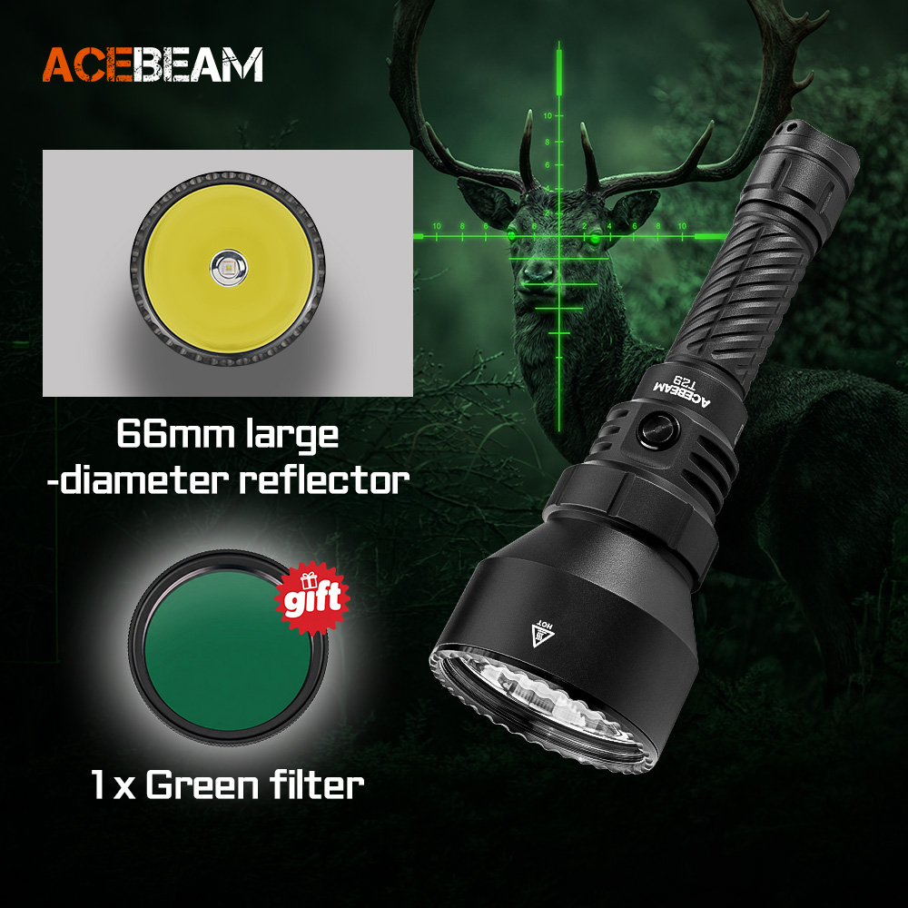 ACEBEAM T29 強力な長距離狩猟懐中電灯 2900 ルーメン 1400 メートル USB C 充電式バッテリープロの狩猟用