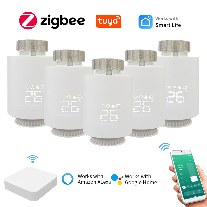 Tuya スマート ZigBee 3.0 サーモスタット ラジエーター バルブ TRV Zigbee サーモスタット ラジエーター バルブ温度コントローラー Alexa Google ホーム