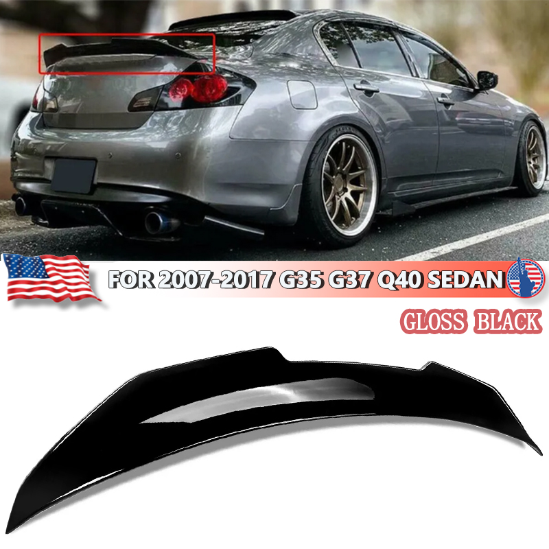 Duckbill Trunk Spoiler PSM Style Tail Wing For Infiniti G35 G25 G37 Sedan 2007-2017 Carbon Fiber Look & Gloss Black Rear Spoiler