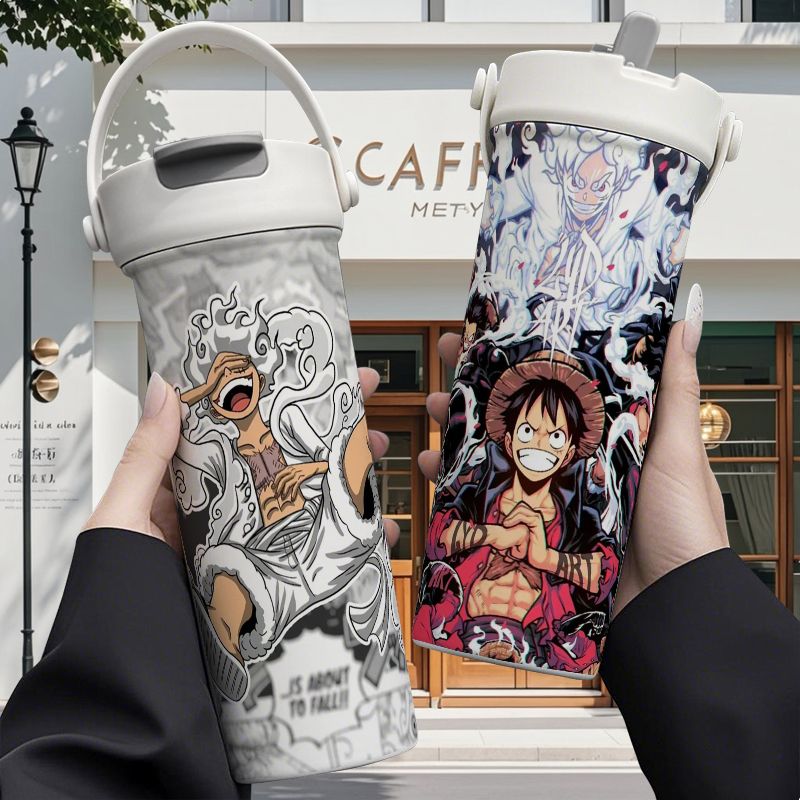 ルフィアニメカップ、かわいい漫画ステンレス鋼魔法瓶、ウォーターボトル大容量学校オフィス、旅行用魔法瓶