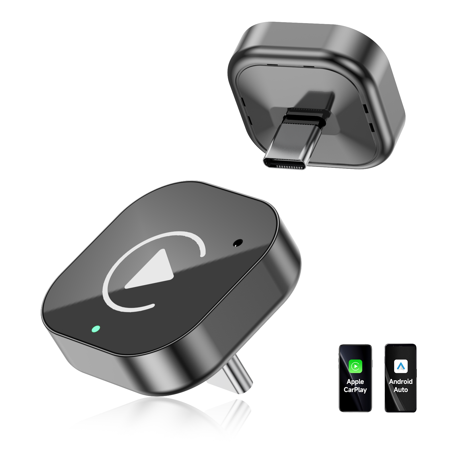 （Type-C）2 in 1 carplay ドングル、ワイヤレス CarPlay アダプター USB C / Android Auto USB C 有線からワイヤレスプラグに変換