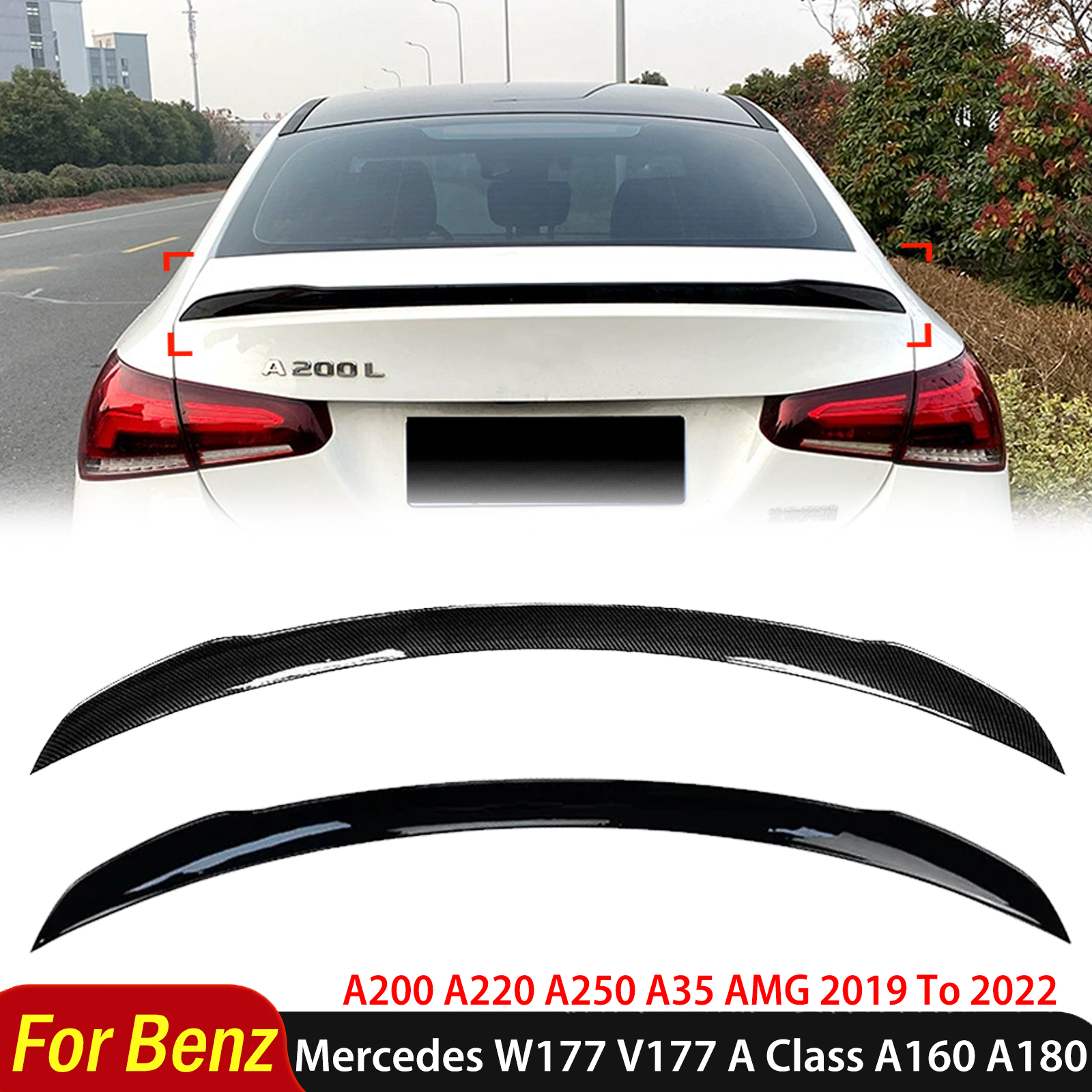メルセデスベンツ W177 V177 A クラス A160 A180 A200 A220 A250 A35 AMG 2019 から 2022 リアスポーツスポイラーウイングボディキットアクセサリー