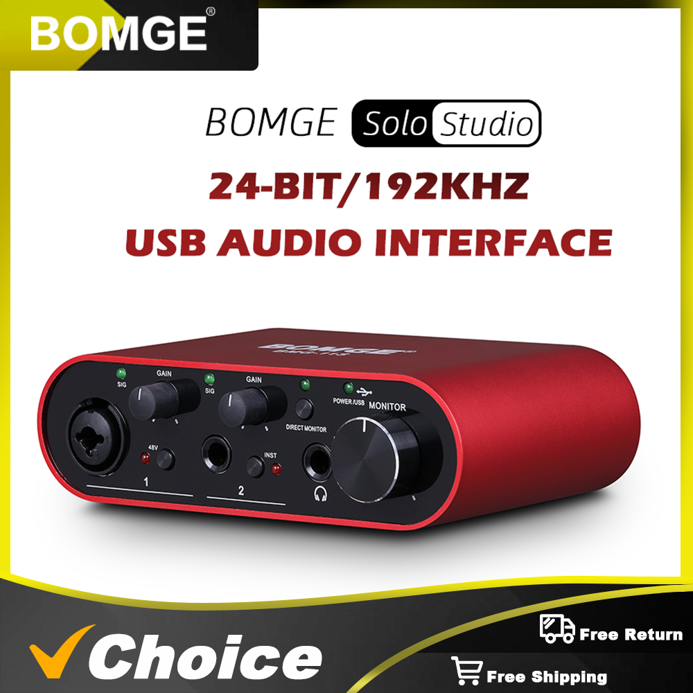 BOMGE BMG-11S オーディオインターフェイス 24 ビット/192kHz プロフェッショナルサウンドカードとモニターヘッドフォンアンプはライブレコーディングに使用されます
