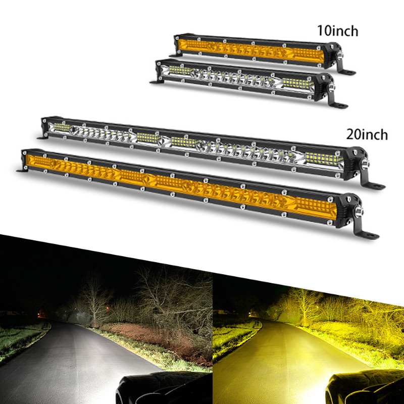 10 インチ 20 インチ超スリム LED ライトバー白黄色フォグランプスポットフラッドビームオフロード 4 × 4 作業灯車のトラック ATV SUV