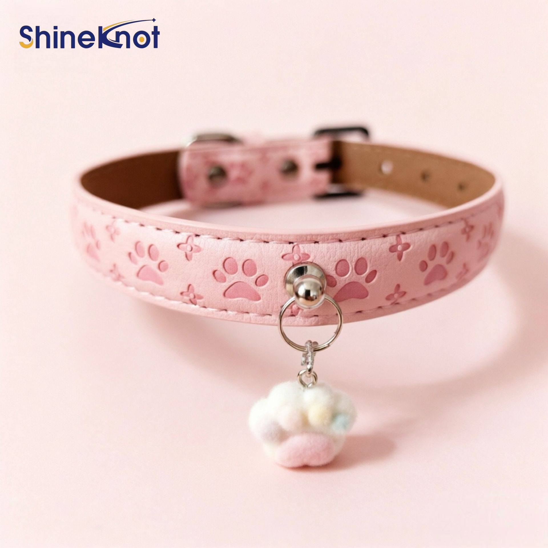 SHINEKNOT クロスボーダー 人気の犬の首輪 小型および中型のペットの首輪 足跡ペンダント ペットの首輪 猫と犬の首輪