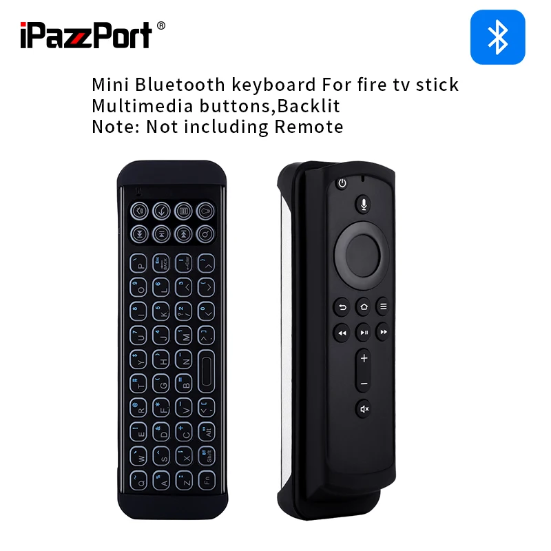 IPazzPort ミニ Bluetooth ワイヤレス キーボード リモコン Fire TV Stick 4K 2021、Fire Cube、Android TV ボックス、スマート TV 用 KP-810-30BR