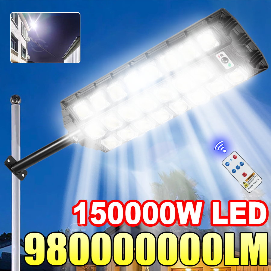 最も強力な 150000 ワット LED ソーラーライト屋外モーションセンサーソーラー街路灯 IPX67 防水街路灯庭庭ランタン