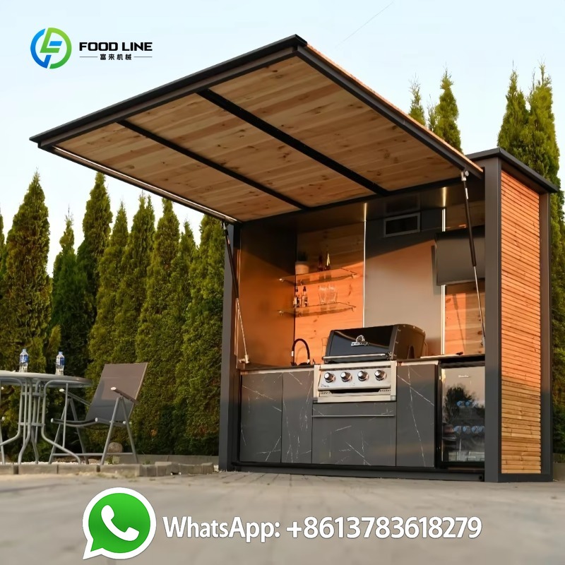 Customized Outdoor Prefab Garden Kitchen Pod Aluminum Full System Mobile BBQ Party Villa Kitchen with Sink Weatherproof