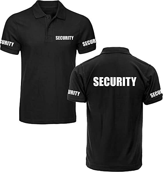 セキュリティポロ Tシャツ男性高品質制服作業服半袖黒グラフィックポロシャツサイズプリントヴィンテージ夏
