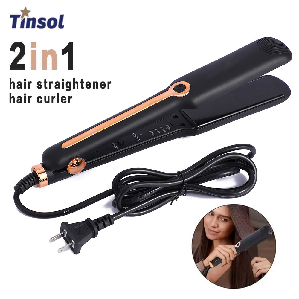 Tinsol 2-in-1 ストレートヘアアイロン ヘアアイロン セラミックプレート マイナスイオン ワイドプレート 温度調節可能なストレートヘアアイロン