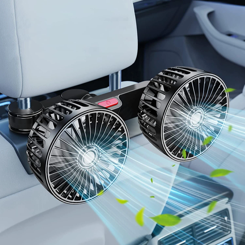 車用ファン 360° 3 スピードカーシートバック冷却ファン USB 充電デュアルヘッドファン調整可能な回転ネッククーラー車のホームアクセサリー用