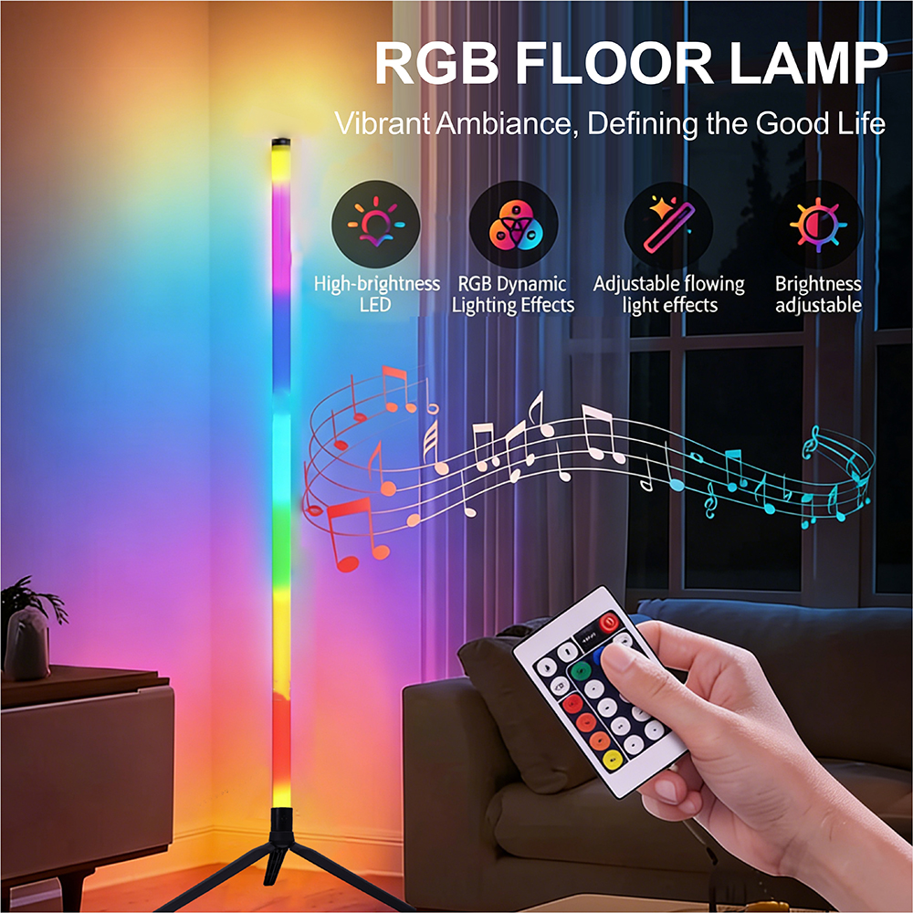 5V USB WS2812 RGB フロアランプ RGB コーナーフロアランプ 60LEDs/m 寝室周囲照明スカンジナビアスタイル色変更調光可能