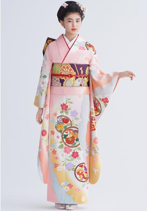 日本の着物女性の素晴らしい服装伝統的なドレス 160 センチメートルベルトが含まれていますピンクのフロマルヴィンテージ