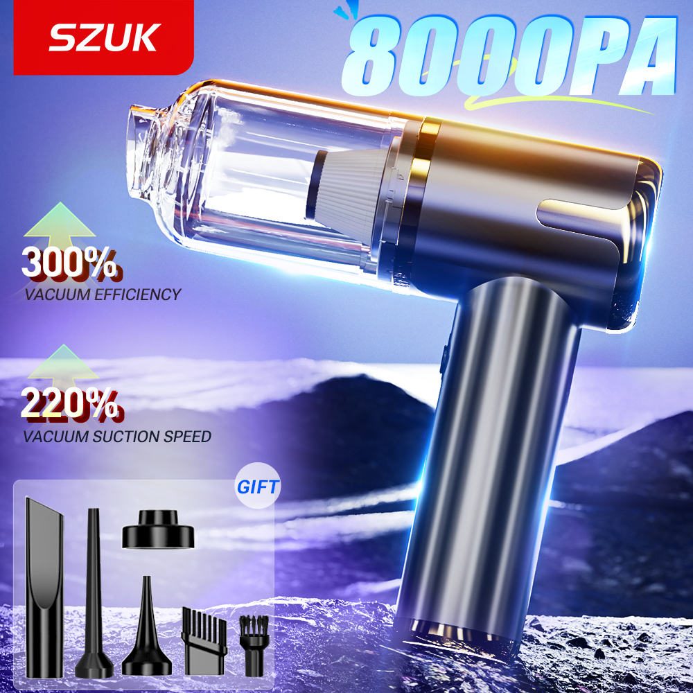 SZUK ポータブル車用掃除機 8000Pa 強力なワイヤレス掃除機強力な吸引ハンドヘルドミニ掃除機車用
