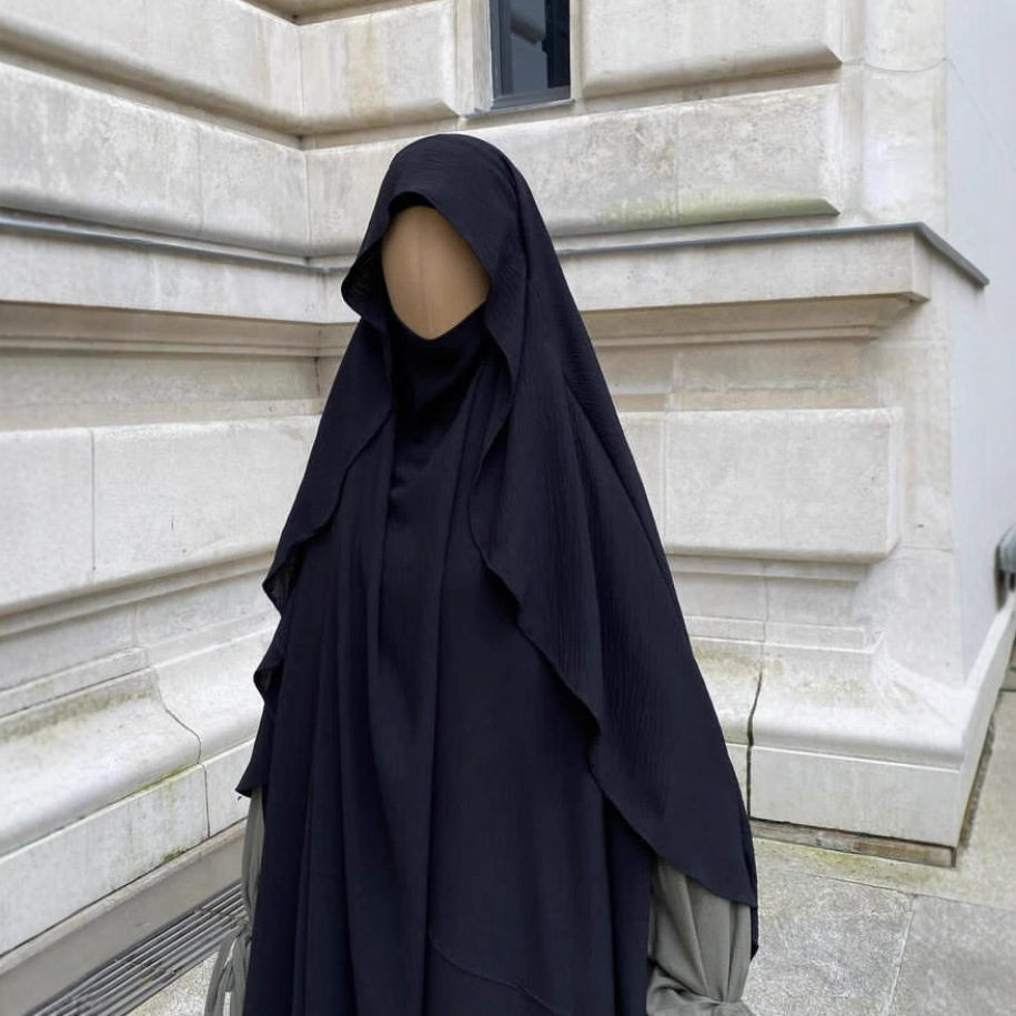 プレミアムジャージ Khimar 通気性 Nikab 高品質一層イードラマダンイスラム教徒女性イスラム祈り衣服ヒジャーブ Nikab アラブ