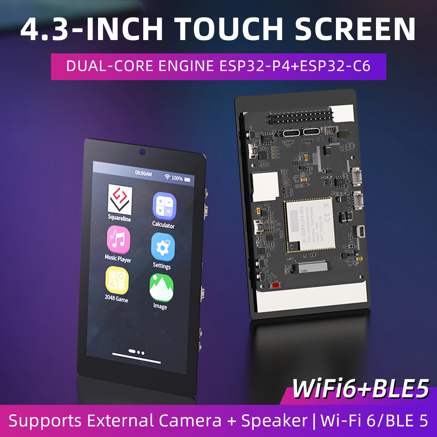 4.3 インチ 32MB PSRAM 16MB フラッシュ 800*400 IPS スクリーン ESP32 P4 開発ボードディスプレイオンボード ESP32-C6 チップサポート WiFi6 BT5