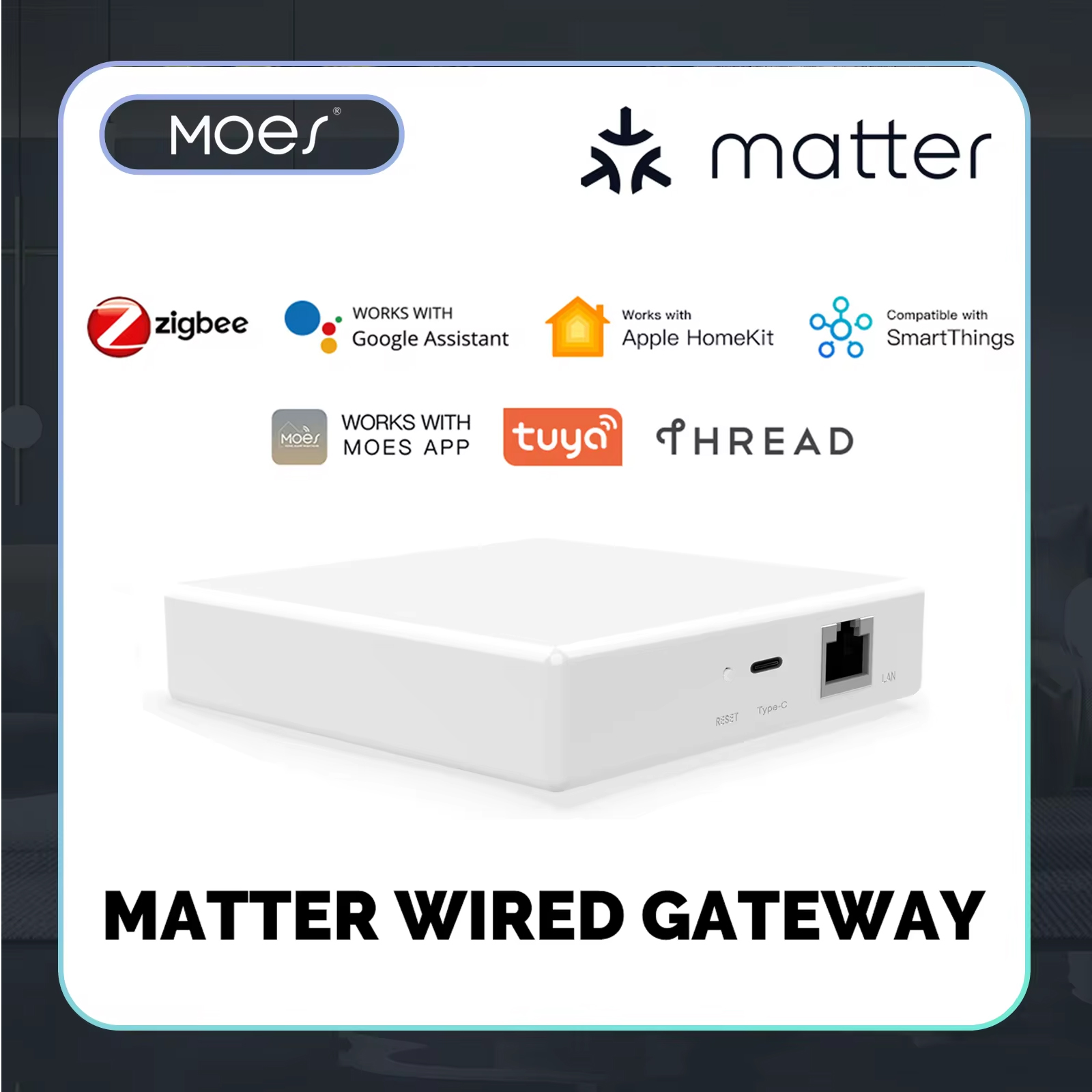 MOES Matter Gateway、Tuya Zigbee によるスマート ホーム コントロール、Siri による音声コントロール、HomeKit、SmartThings、Google アシスタント、