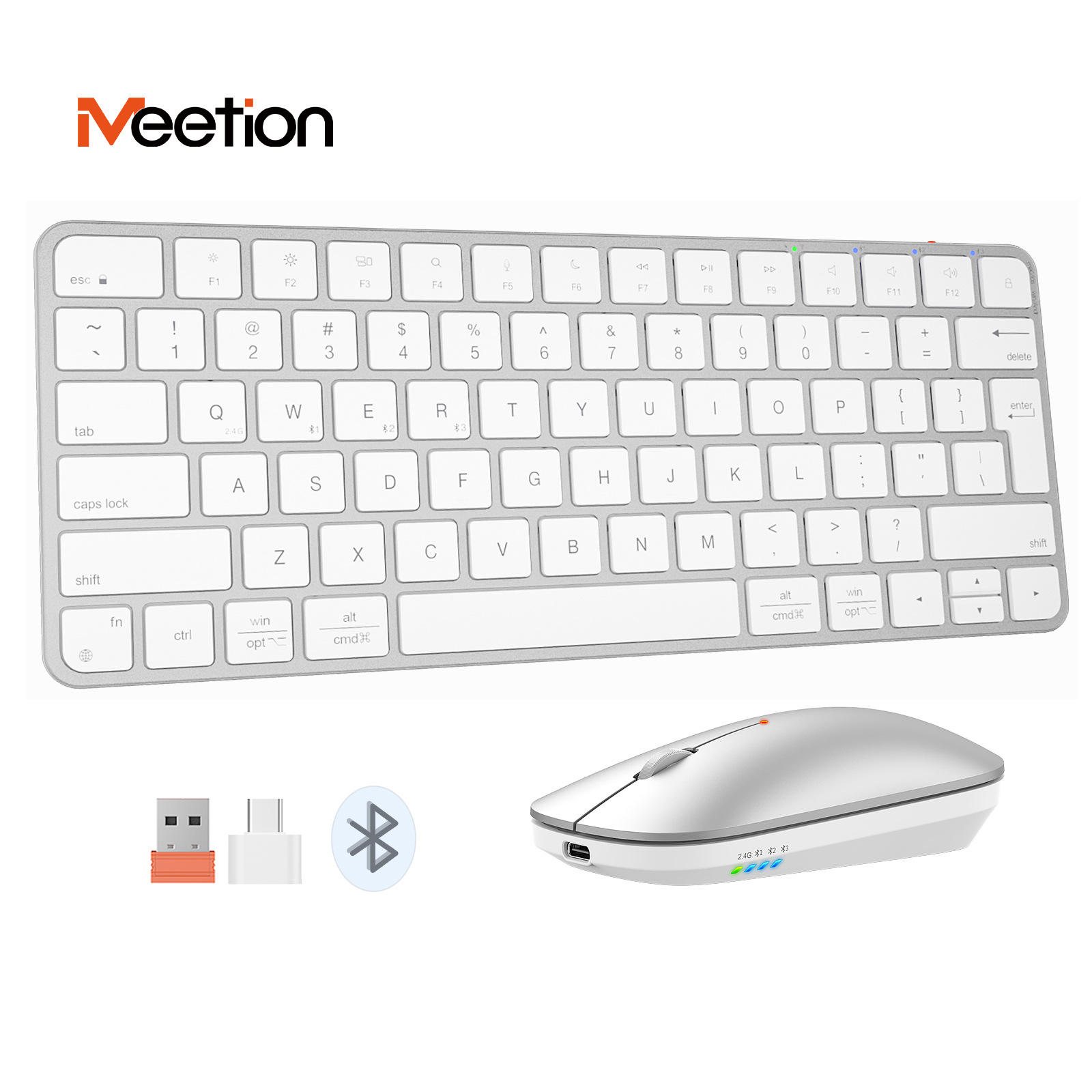 Meetion 超薄型ワイヤレスキーボードマウス充電式 2.4 グラム USB Bluetooth キーボードとマウスコンボサイレントミニ Mac タブレット用