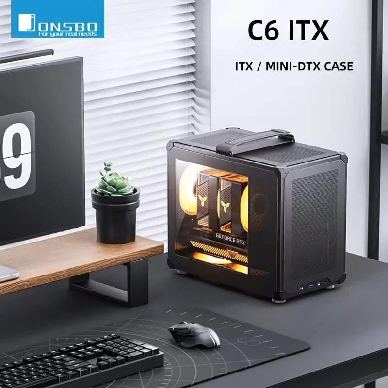 JONSBO C6 ITX ブラック ミニ シャーシ 4 サイド メッシュ ボード 3 ファン ポジション ATX 電源 170mm ラジエーター コンピューター シャーシ ホワイト