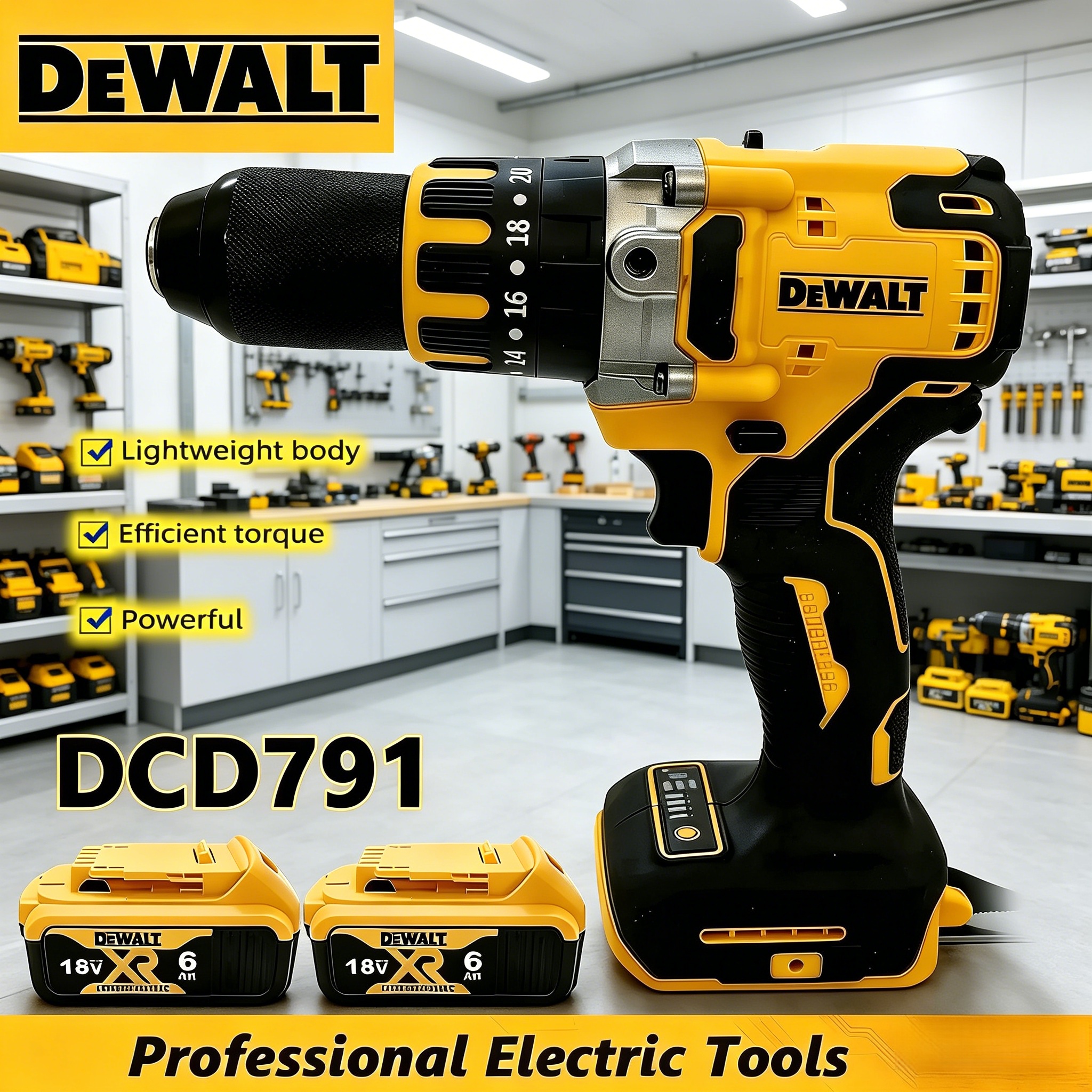 DEWALT DCD791 コンパクトブラシレスコードレスドリルドライバー多機能充電式電動工具フィット 20V バッテリー