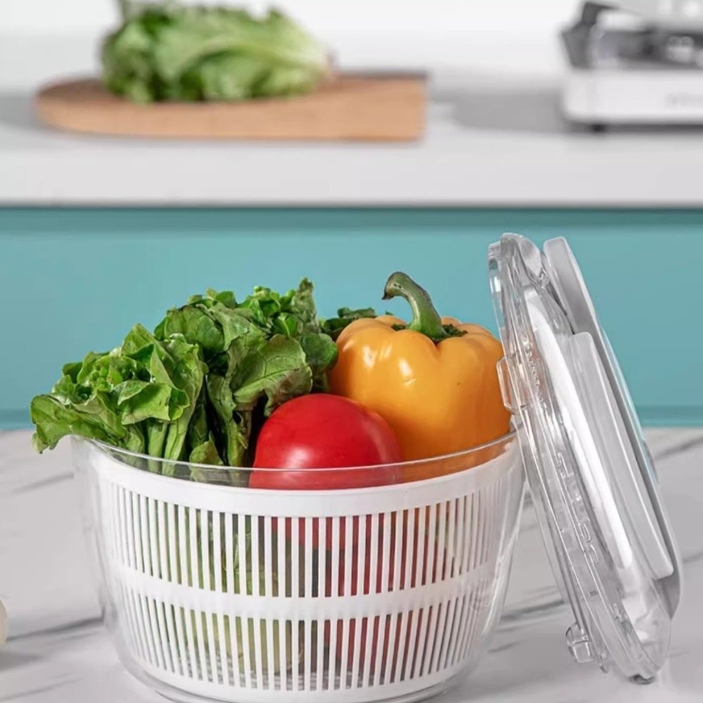 3 L 容量野菜サラダスピナープレス式家庭用レタス葉脱水機クイックスピンサラダ乾燥機ミキサーサラダ作り