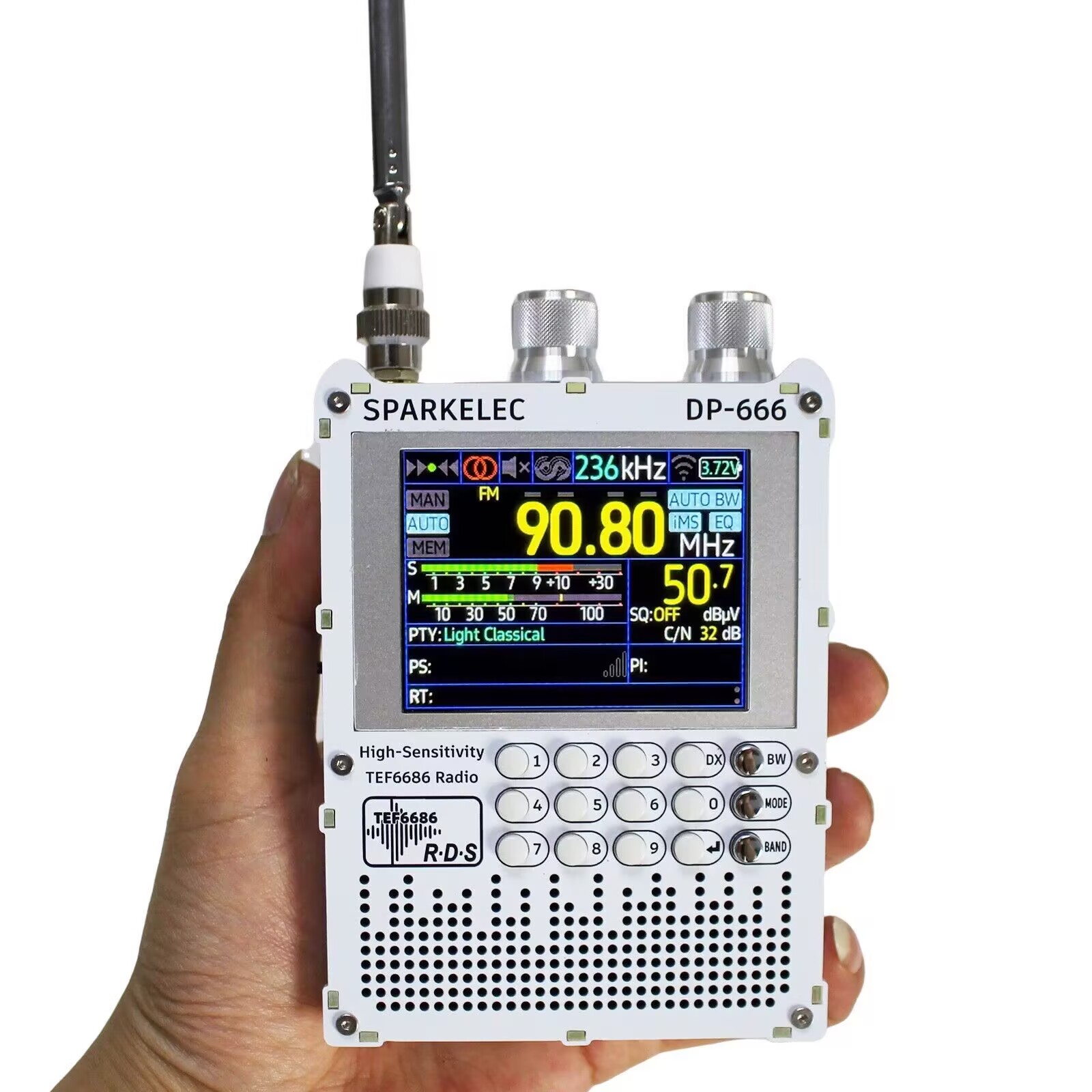 新しい DP-666 TEF6686 ラジオ高感度フルバンド FM AM LW MW SW 短波 ESP32 RDS 2.8 インチ IPS 液晶