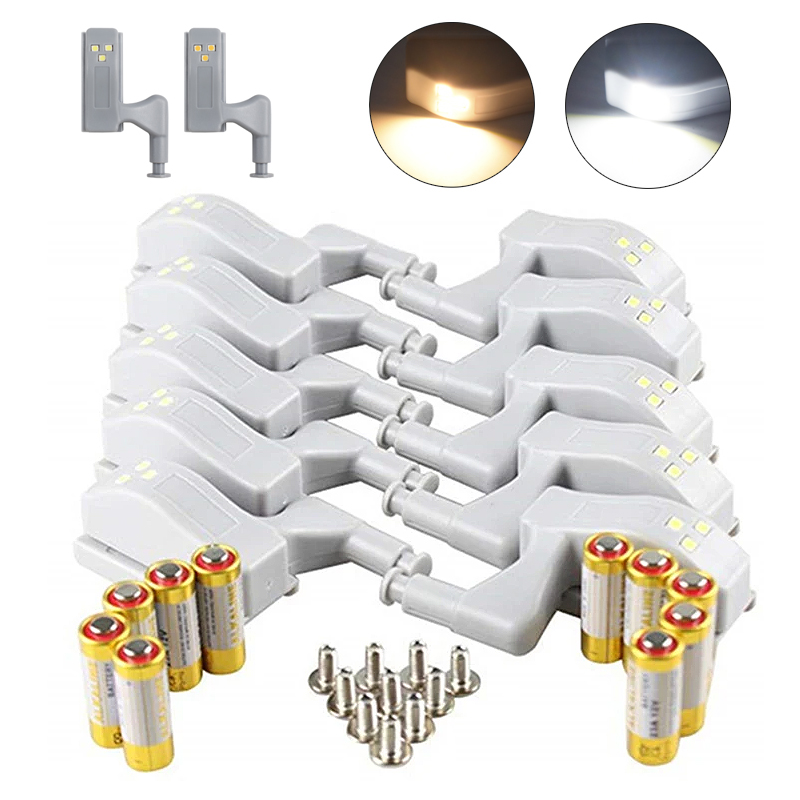 10 個 LED モーションセンサーキャビネットライトワードローブドアインナーヒンジナイトランプ食器棚クローゼット寝室キッチン用バッテリー付き
