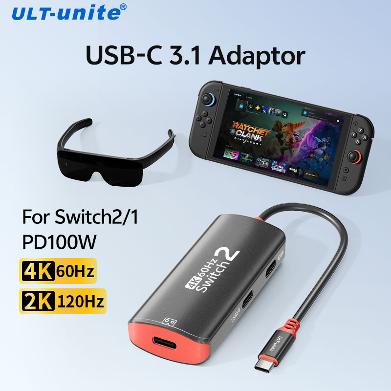 Switch 2/1、電話、タブレット、Steam デッキ用ユニバーサル 4K60Hz USB C アダプター - VITURE、RayNeo、Rokid、XREAL AR メガネに接続