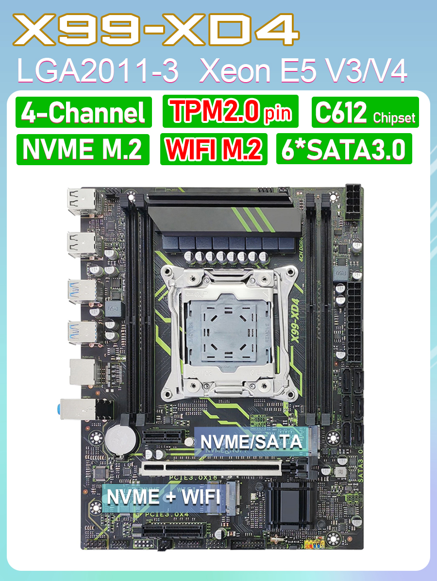 X99 XD4 マザーボード tpm 2.0 Xeon キット E5 2680 2690 V4 CPU DDR4 RAM 完全なコンボ LGA 2011 V3 マザーボード X99 プロセッサー