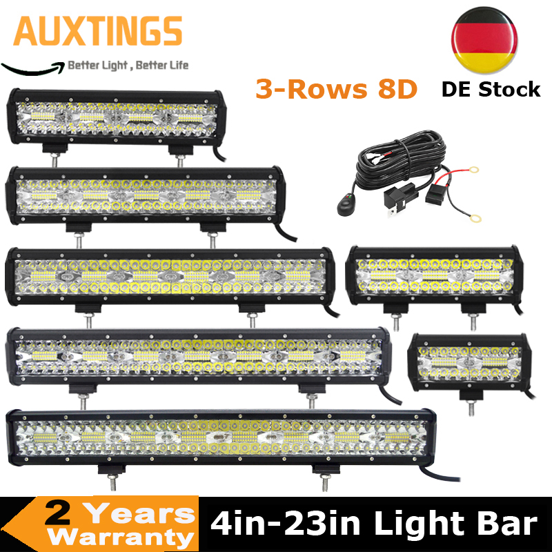 4-23 インチ 240 ワット 360 ワット 420 ワット 480 ワット LED ライトバー 8D オフロードランプコンボ 3 列 12 V 24 V トラック SUV ATV 4WD 4x4
