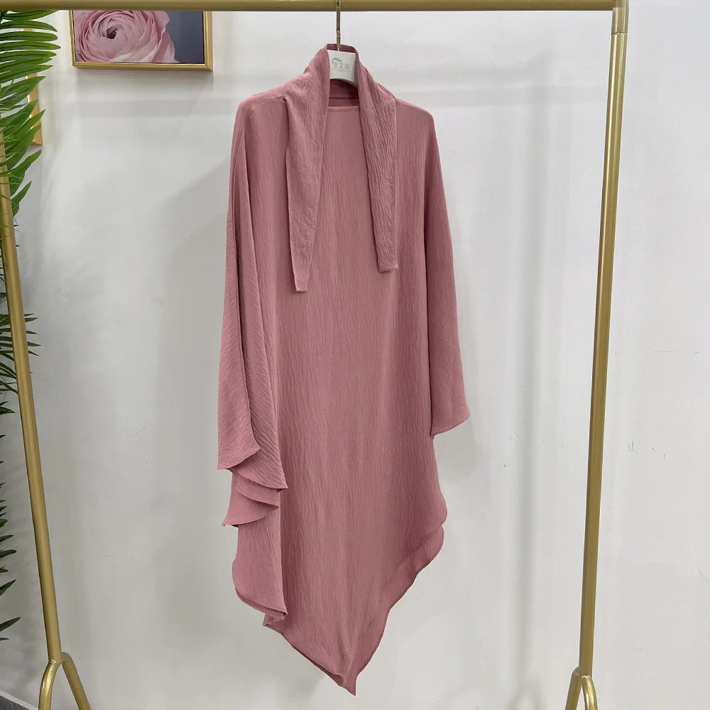 ロング Khimar オーバーヘッドヒジャブスカーフワンピースアミラ祈り衣服カフタンイードラマダントルコドバイイスラムブルカ頭飾り服