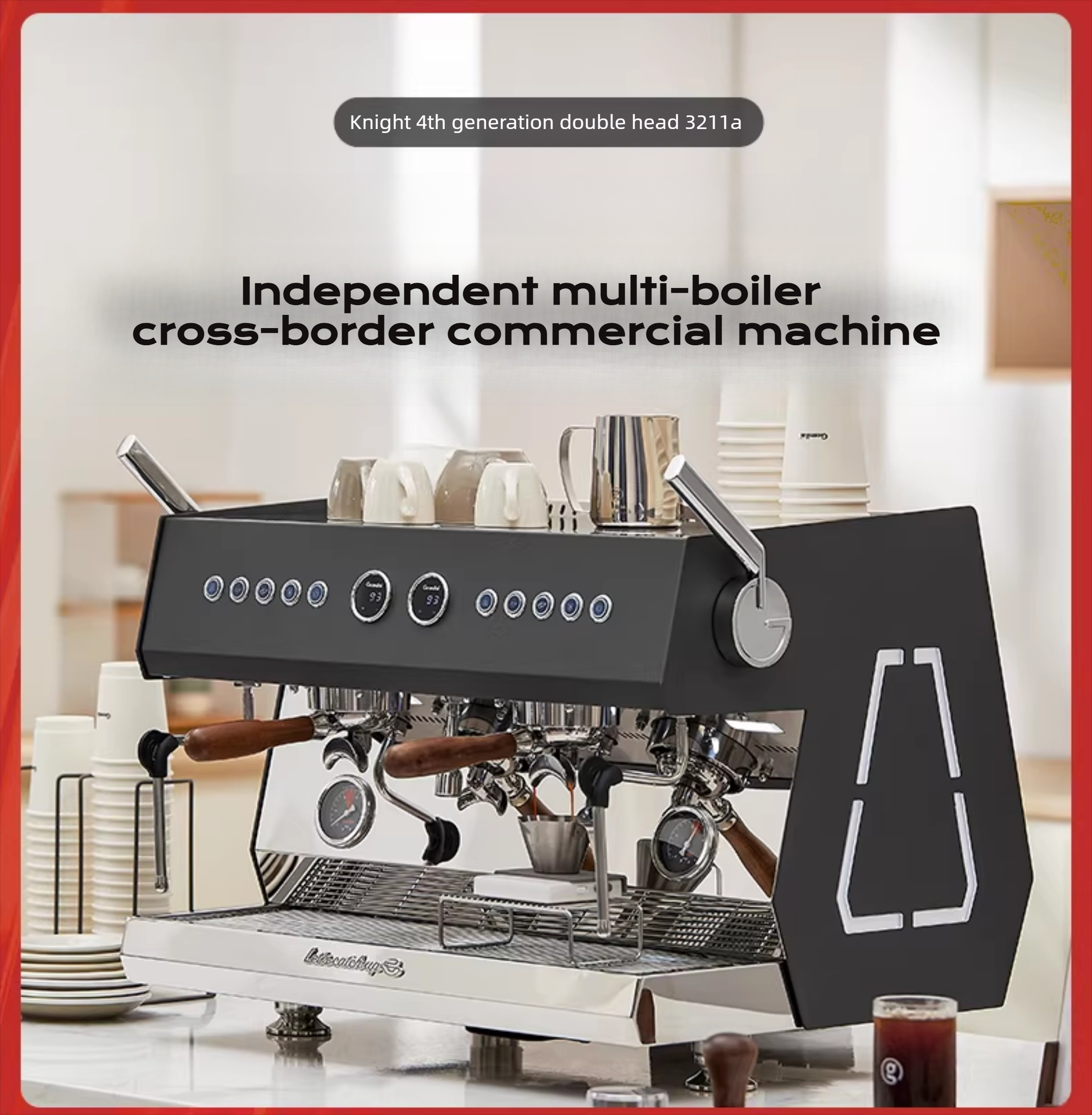 Double Head Coffee Machine, CRM3211A,Commercial Coffee Maker, Semi-Automatic Italian Style, Independent Multi Boiler,Make Coffee