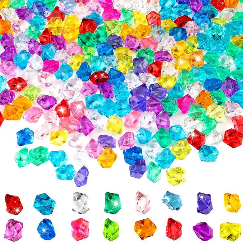 100 個のプラスチック宝石アイスロックカラフルな石子供クリスタル宝石アクリルダイヤモンド DIY クラフトビーズおもちゃ宝探し