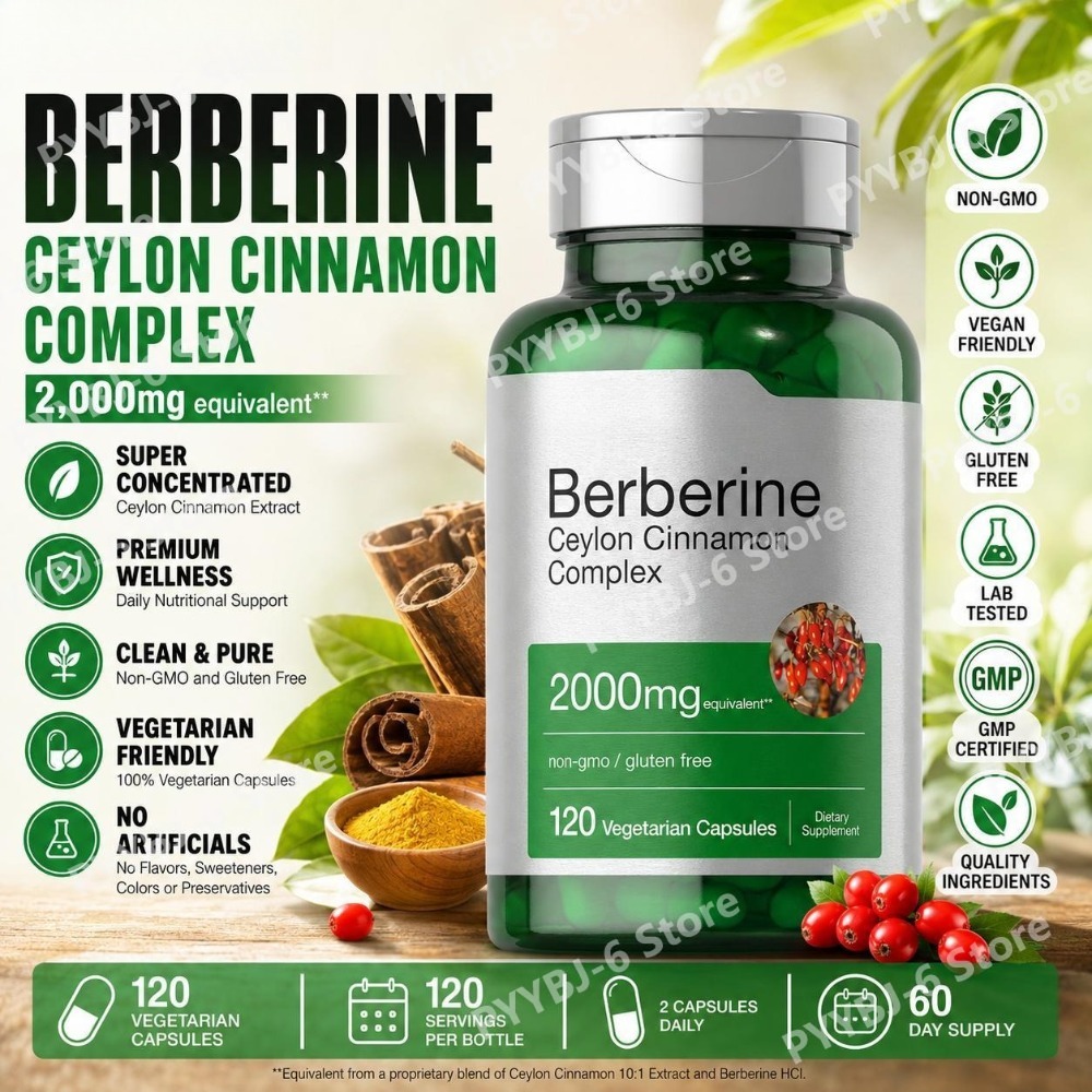 ベルベリン セイロン シナモン コンプレックス 2000mg ベジタリアン カプセル 非遺伝子組み換え グルテンフリー 大人用毎日のウェルネスサプリメント 120 カウント