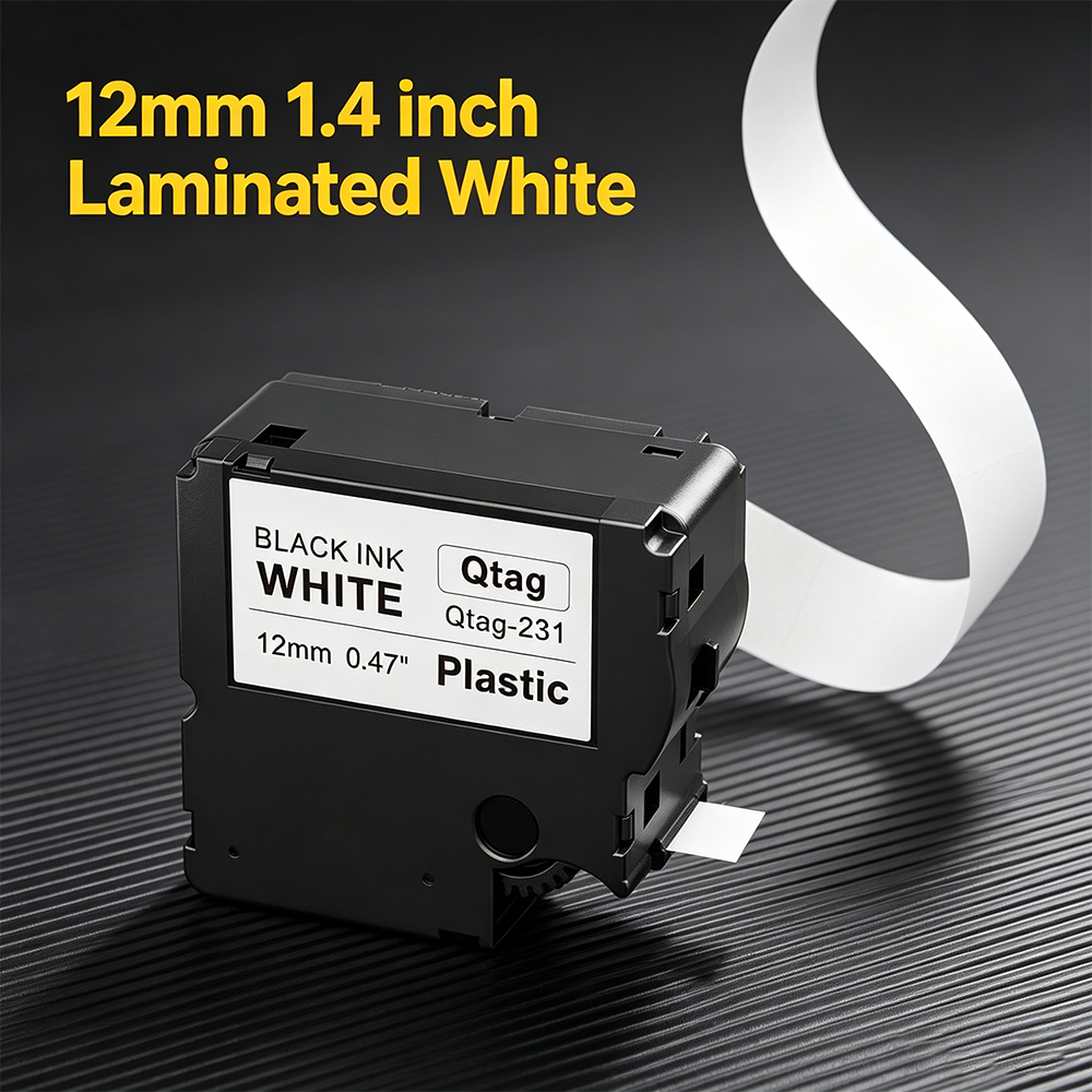 Markfield Qtag231 ラベルテープ 12mm 白地に黒 Brother Btag-231 Btag231 交換用 P Touch PT-N10