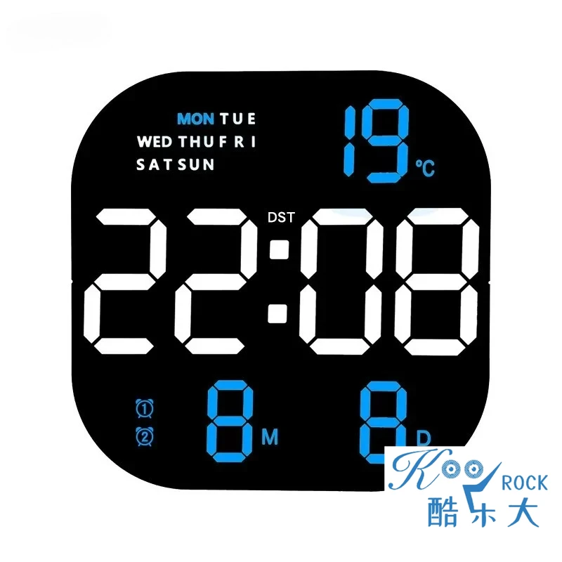 デジタルディスプレイ付きミニマリスト LED 壁掛け時計 - 日付/曜日/時刻/温度 現代の家庭、オフィス用