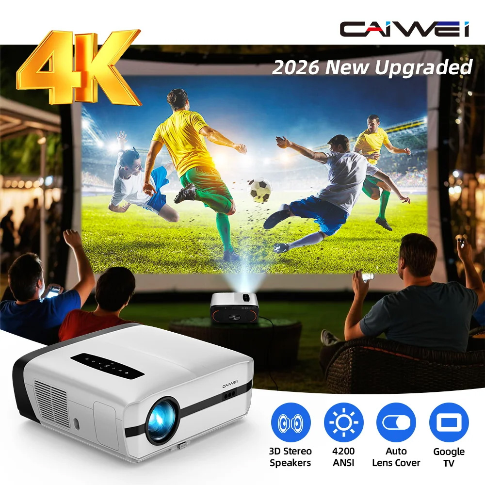CAIWEI A9S 4K Projector for Movies Home Theater 4200 ANSI Android Full HD 1080P Auto Focus Smart TV Beam Projector Dual Speakers