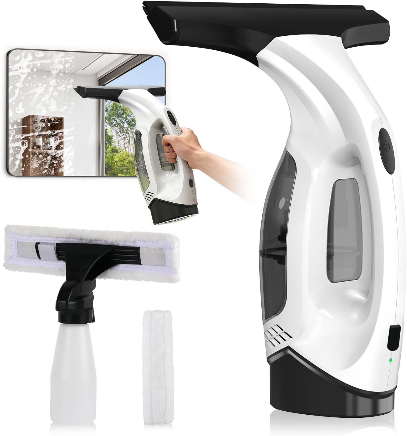 多機能電気コードレス窓クリーナーマシン白コードレス充電式自動ポータブルガラスクリーナーツール