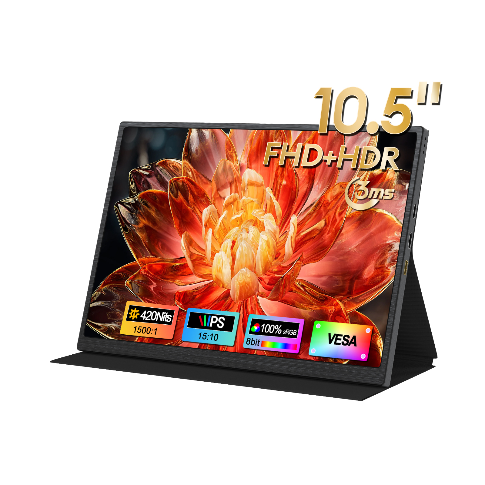 ZEUSLAP 10.5 インチ 1920*1280P 100%sRGB 420nits VESA 穴デザインミニポータブルモニターグラフィックカード、電話、PC、任天堂スイッチ
