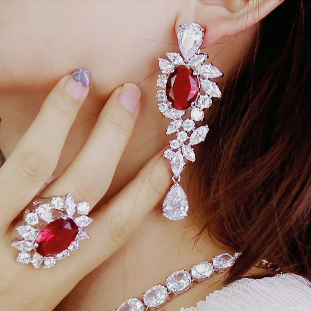 Bijoux ファイン ジュエリー セット ネックレス イヤリング リング ブレスレット Schmucksets 925 スターリングシルバー ジュエリー セット ブライダル ジュエリー セット