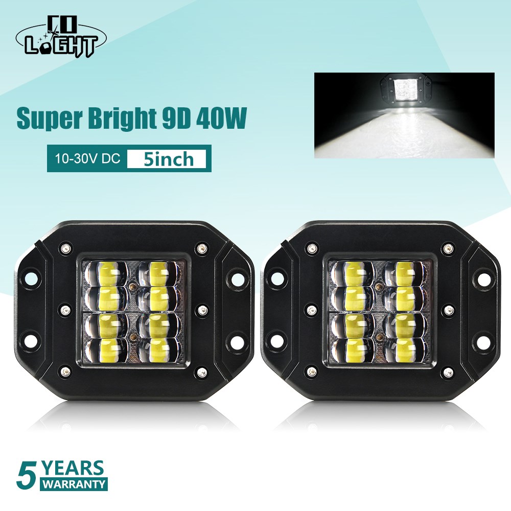 CO LIGHT 超高輝度 9D 80 ワット LED ワークライト 12V 5 インチフラッドドライビングビームストロボ LED ライトバー 24V DRL トラック 4x4 ATV フォグランプ用